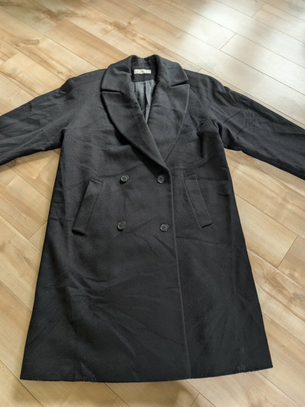 Vintage Calvin Klein Black Double Breasted Maxi Coat Size 10 USA Union Made